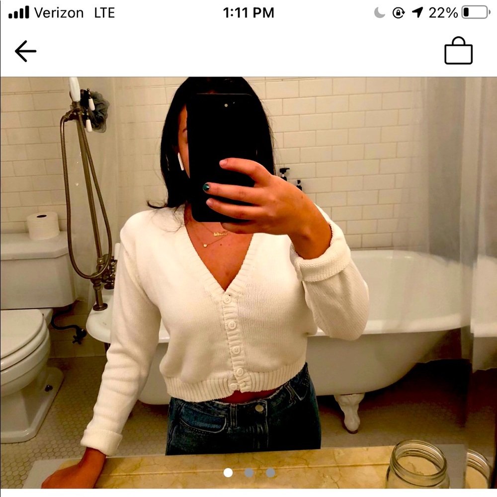 White brandy cropped cotton cardigan